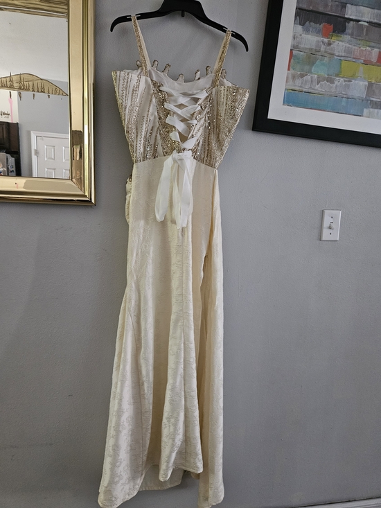 Elegant Ivory and Gold  Prom Dress Custom Made New - Picture 6 of 7